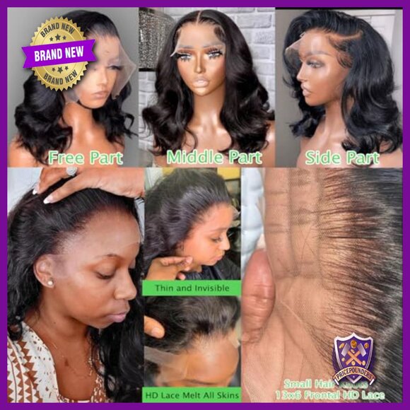 13x6 HD Lace Front Bob Wig Human Hair 200 Density Body Wave Glueless main image 4
